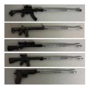 Gun Theme Metal Dab Tool, Mixed Styles (Box of 10 Pieces)