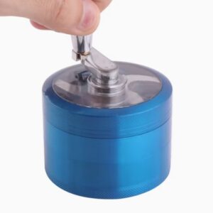 63mm Metal Hand Cranked Blue Grinder w/ 4 Layers (Box of 5 Grinders)