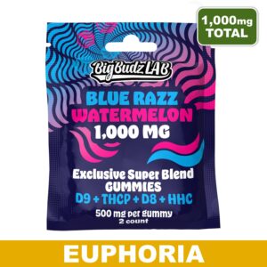 Blue Razz & Watermelon D9+THCP+D8+HHC Cannabinoid Gummies, 1,000mg (Box of 20)